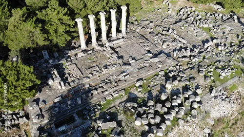 Top view of the temple of Athena Polias in the ancient Priene. Turkey photo
