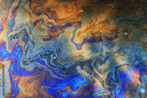 gemorste benzine regenboog achtergrond, industrieel gevaar lekkage vervuiling, abstracte textuur veelkleurige