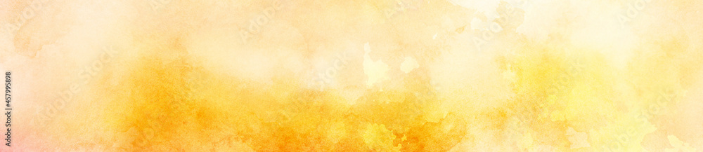Orange and yelllow banner with watercolor and grunge texture design, colorful textured paper in bright autumn or fall warm sunset colors