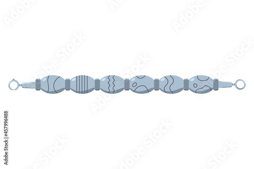Silver bracelet vector cartoon illustration isolated on a white background.