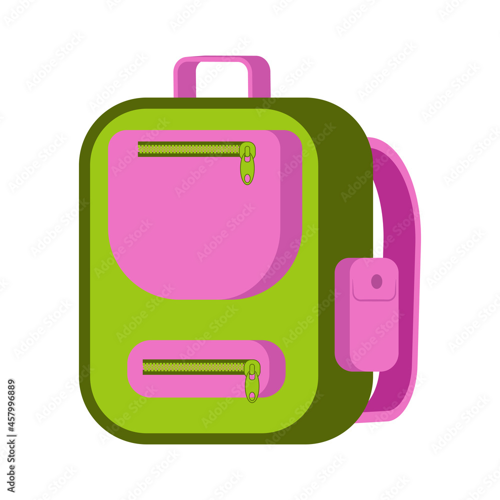Green school backpack vector cartoon illustration isolated on a white background. Green school backpack vector cartoon illustration isolated on a white background.