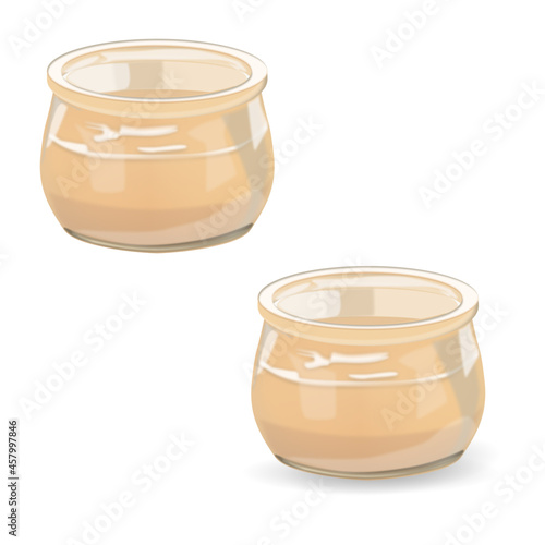 Set of a pot with sour cream sauce mayonnaise isolated in 
glass jar