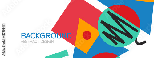 Abstract background. Blocks, lines, triangles, circles composition. Techno or business concept for wallpaper, banner, background, landing page