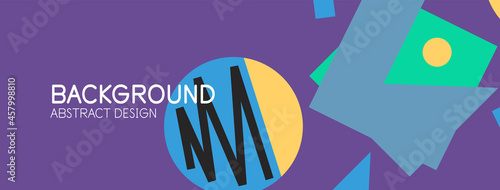 Abstract background. Blocks, lines, triangles, circles composition. Techno or business concept for wallpaper, banner, background, landing page