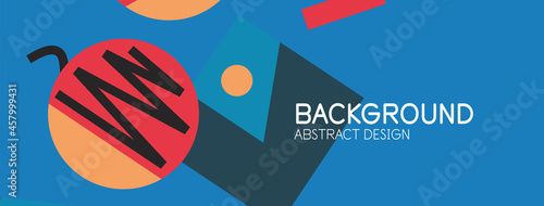 Abstract background. Blocks, lines, triangles, circles composition. Techno or business concept for wallpaper, banner, background, landing page