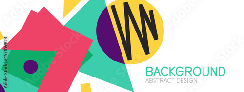 Abstract background. Blocks, lines, triangles, circles composition. Techno or business concept for wallpaper, banner, background, landing page