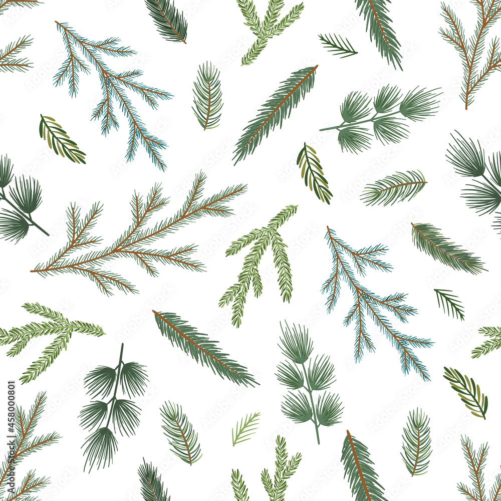 Holiday Seamless Pattern with Christmas forest branches. Holiday Seamless Pattern with Christmas forest branches.