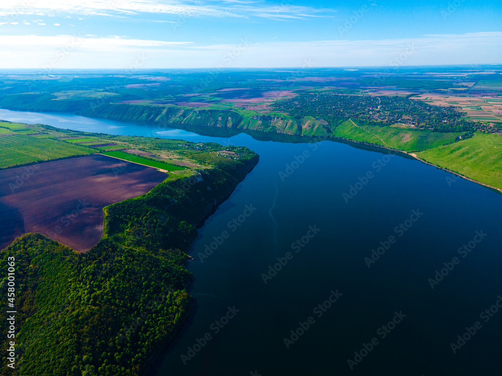 canyon river islands cliff top view