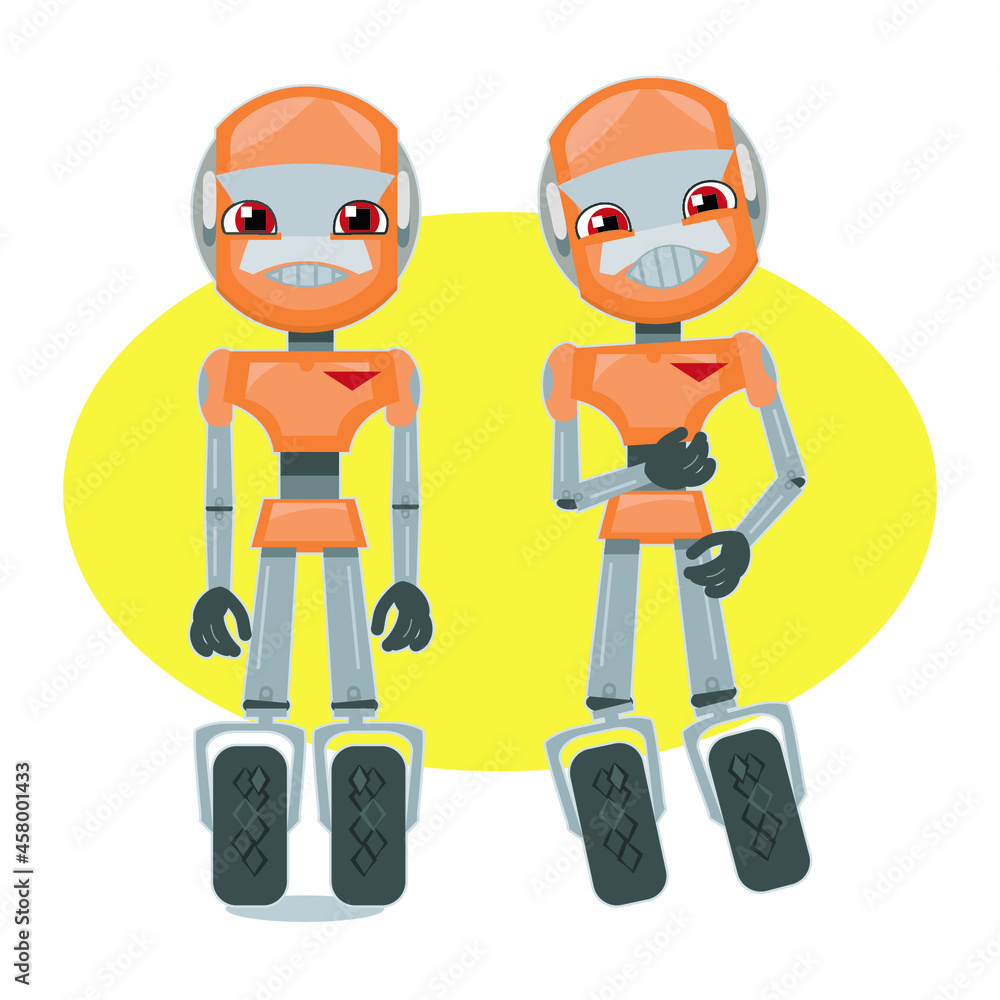 custom made wallpaper toronto digitalLittle cute orange robot kid on car wheels smiling and laughing vector illustration