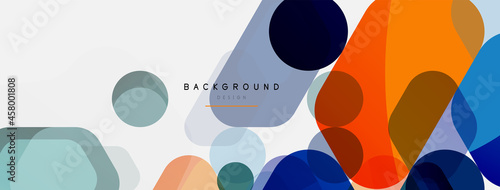 Color bubbles and rounded geometric shapes on white. Vector geometric minimal abstract background for wallpaper, banner, background, landing page