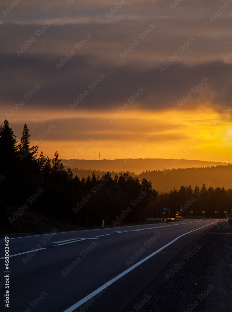 Sunset in the Murmansk region. Between the hills. Sunset in the Murmansk region. Between the hills.
