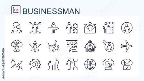 A set of vector web icons from fine line, business, teamwork, finance and strategy. People.