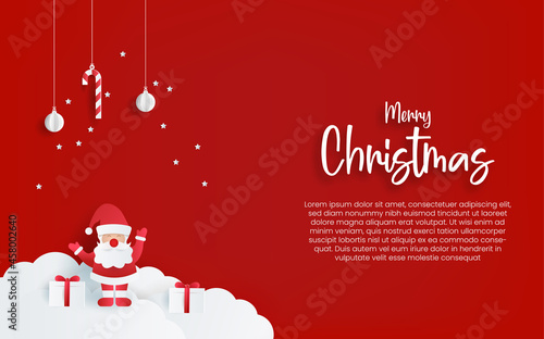 merry christmas background design with paper cut style.