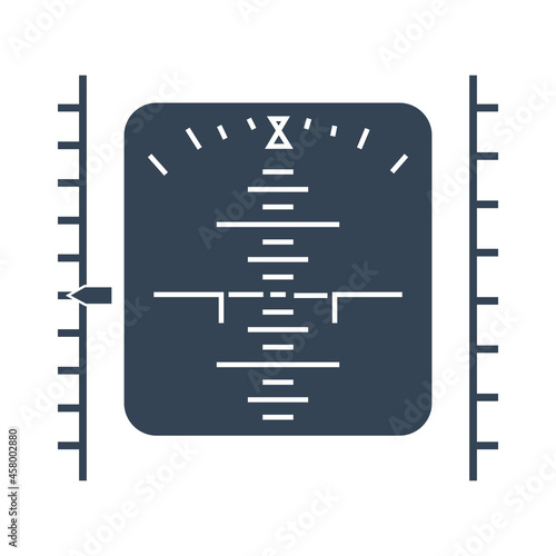 Vector black icon airplane navigation equipment, display, altimeter