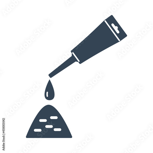 Vector black icon putting glue, sealant from a tube