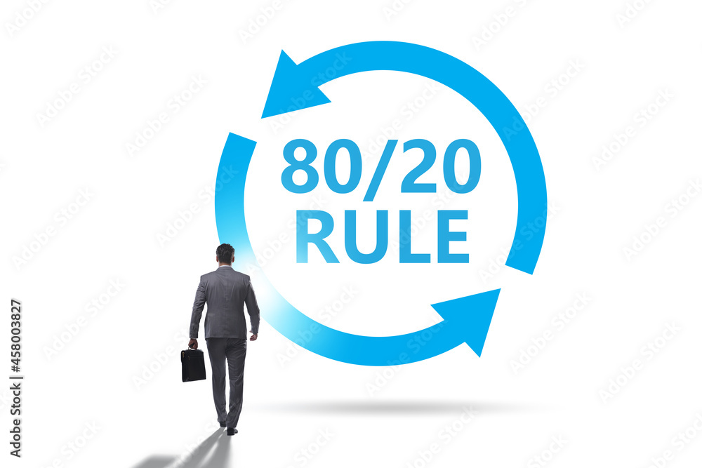 Businessman in pareto rule illustration Businessman in pareto rule illustration