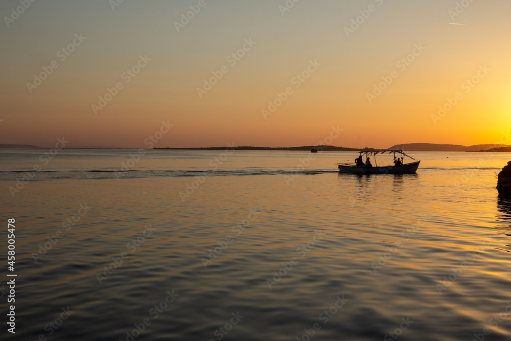 Sunset serenity: boat ride on calm waters golyazi bursa, turkey Sunset serenity: boat ride on calm waters golyazi bursa, turkey