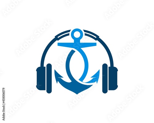 Musical headphone with nautical anchor inside