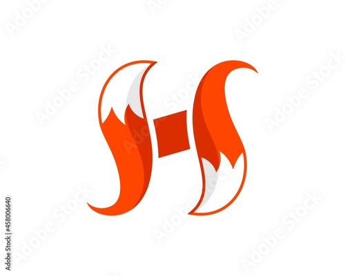 Orange fox tails with H letter initial