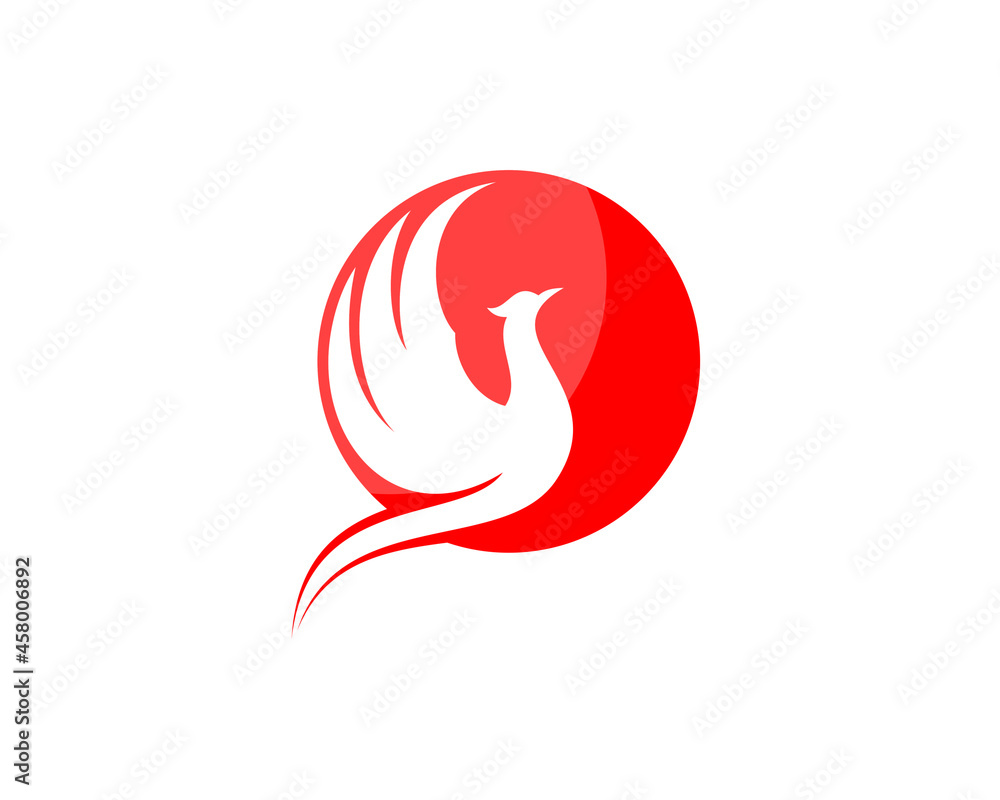 Flying phoenix silhouette in the circle shape Flying phoenix silhouette in the circle shape