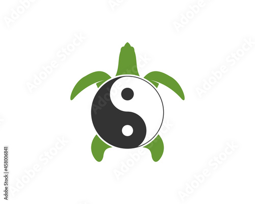 Turtle with yin and yang shell logo