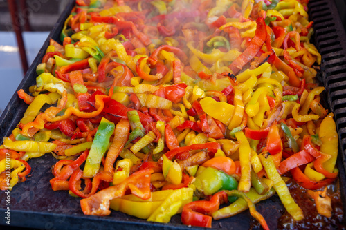 grilled peperonata colorful peppers typical Italian products photo