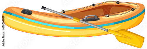 Inflatable boat with oars on white background