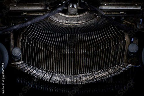 old typewriter type bars keys, mechanical background photo