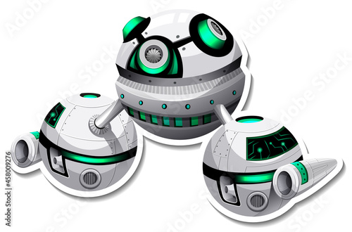 A sticker template with UFO or Space Station isolated