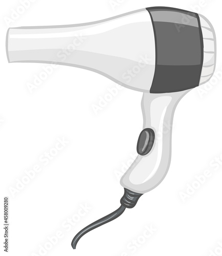 Hair dryer in cartoon style isolated on white background
