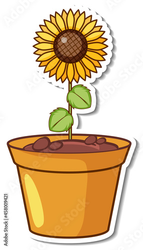A sunflower in a pot sticker