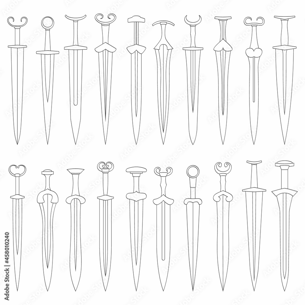 vector monochrome icon set with ancient swords for your project vector monochrome icon set with ancient swords for your project