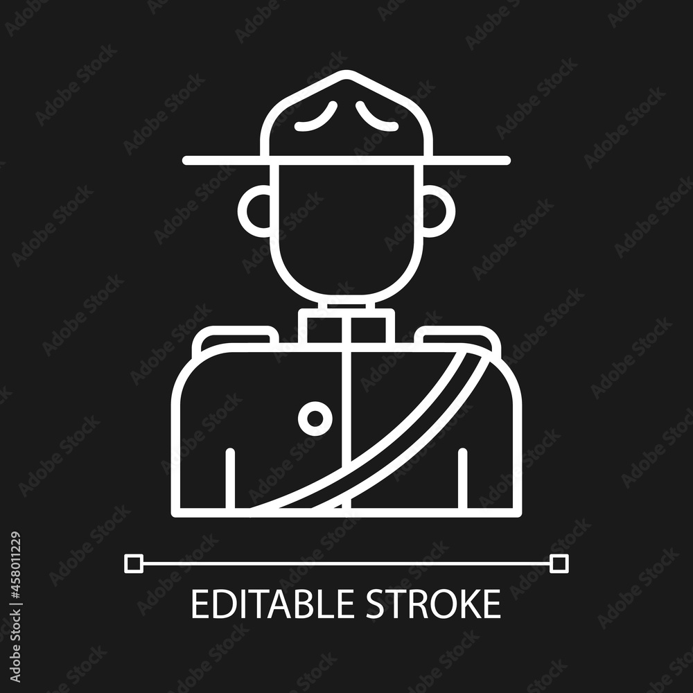 Royal canadian mounted police white linear icon for dark theme. Rider ...