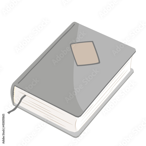 Old book with a bookmark. Doodle vector illustration isolated on white background.