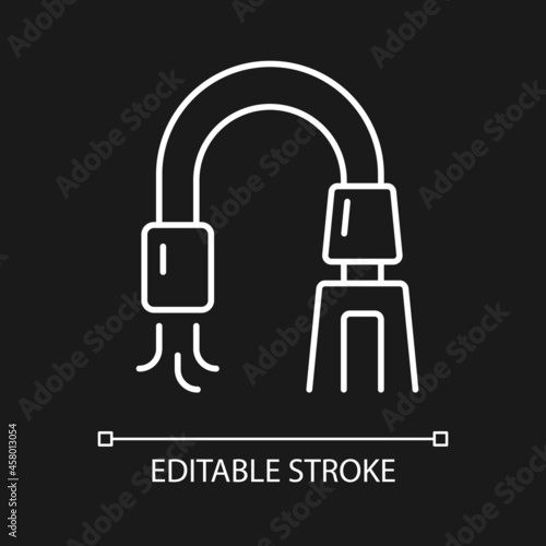 Suction device white linear icon for dark theme. Medical equipment. Removing liquid obstructions. Thin line customizable illustration. Isolated vector contour symbol for night mode. Editable stroke