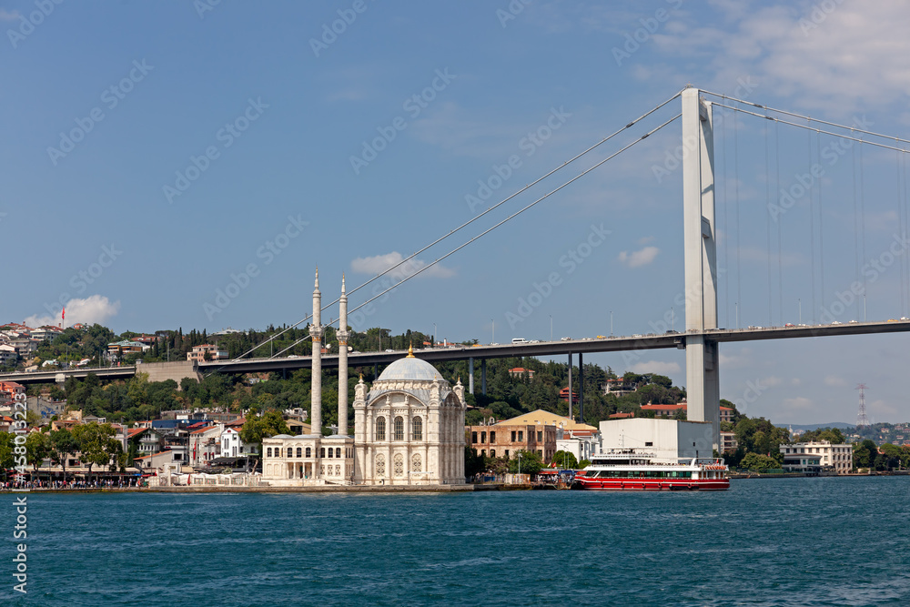 Ortakoy mecidiye mosque and bosphorus bridge