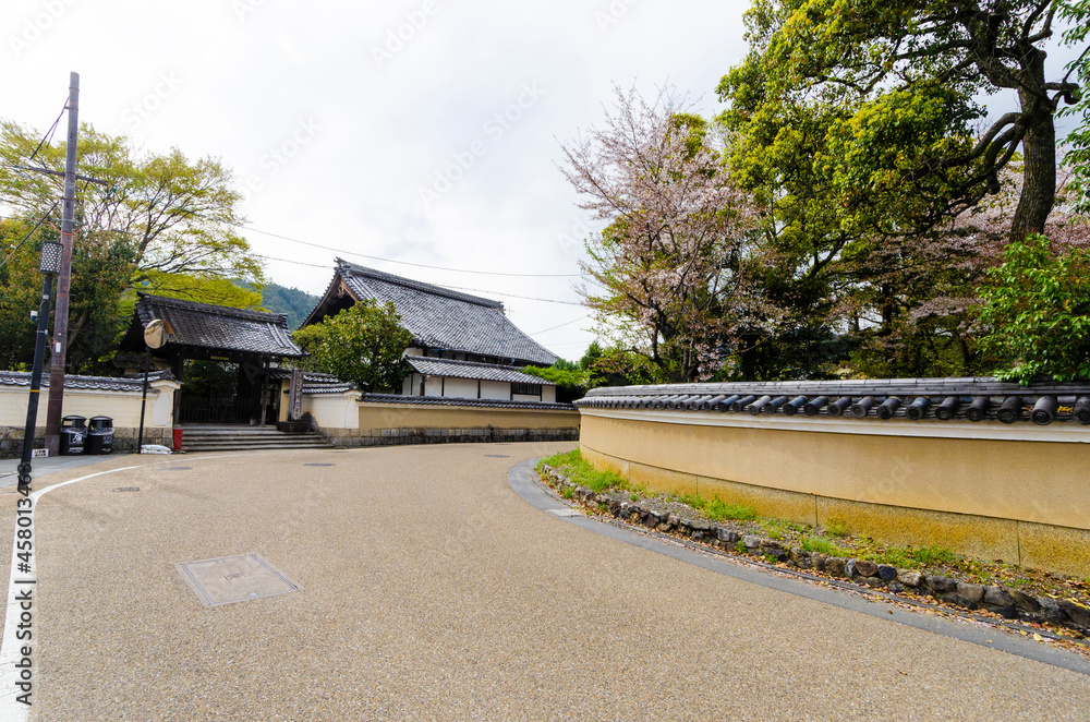 Townscapes of Arashiyama town in spring, Kyoto, Japan.