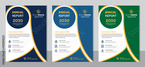 Multiple color variations brochure cover modern layout, annual report, poster, flyer template design.	