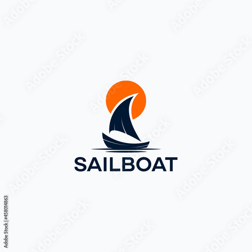 Sailboat logo design vector graphic