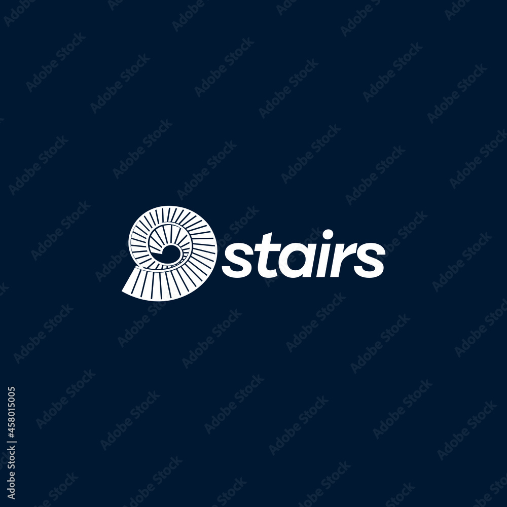 Spiral ladder logo design vector graphic