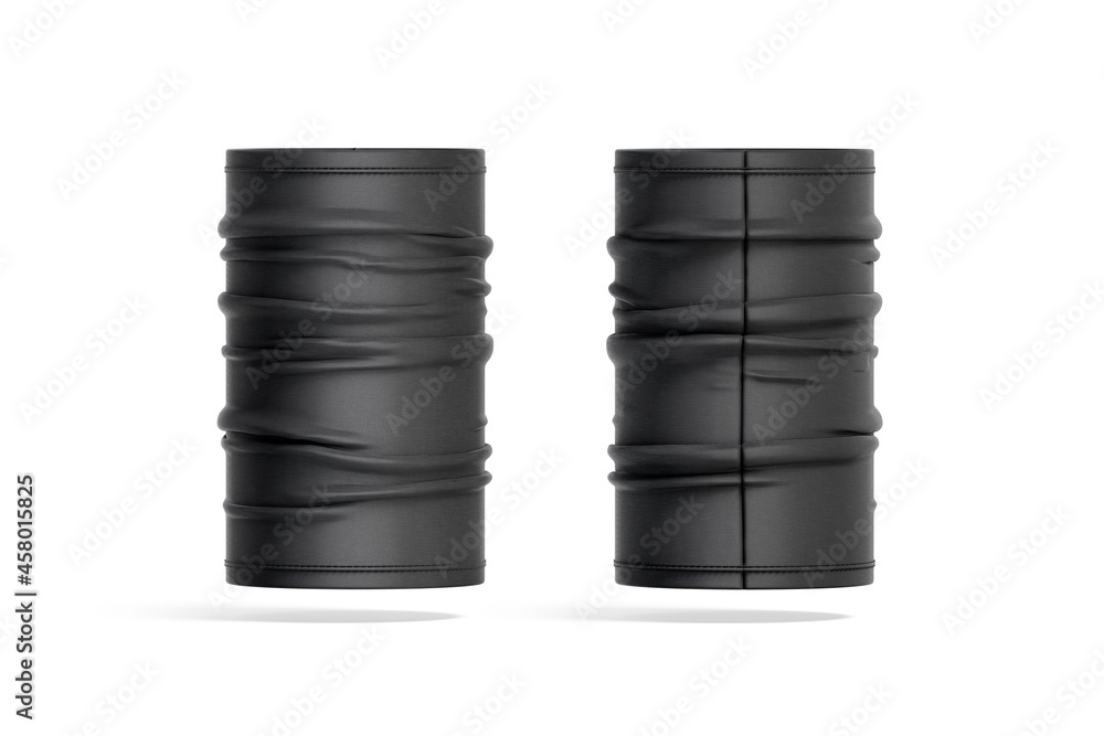 blank black unfolded neck gaiter mockup front and back view blank black unfolded neck gaiter mockup front and back view