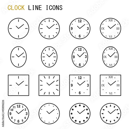 Clock line icons