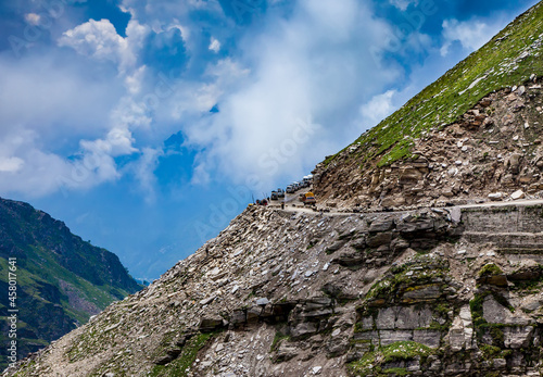 Rohtang La pass Traffic jam of cars photo