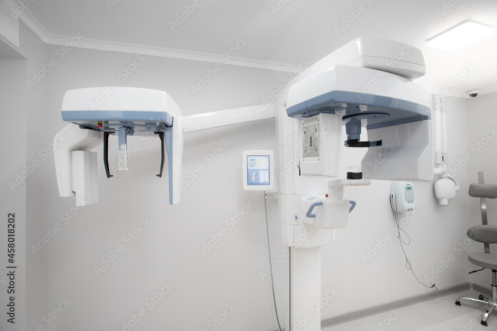 An office in a dental clinic, computerized 3D tomography of teeth and jaw. An office in a dental clinic, computerized 3D tomography of teeth and jaw.