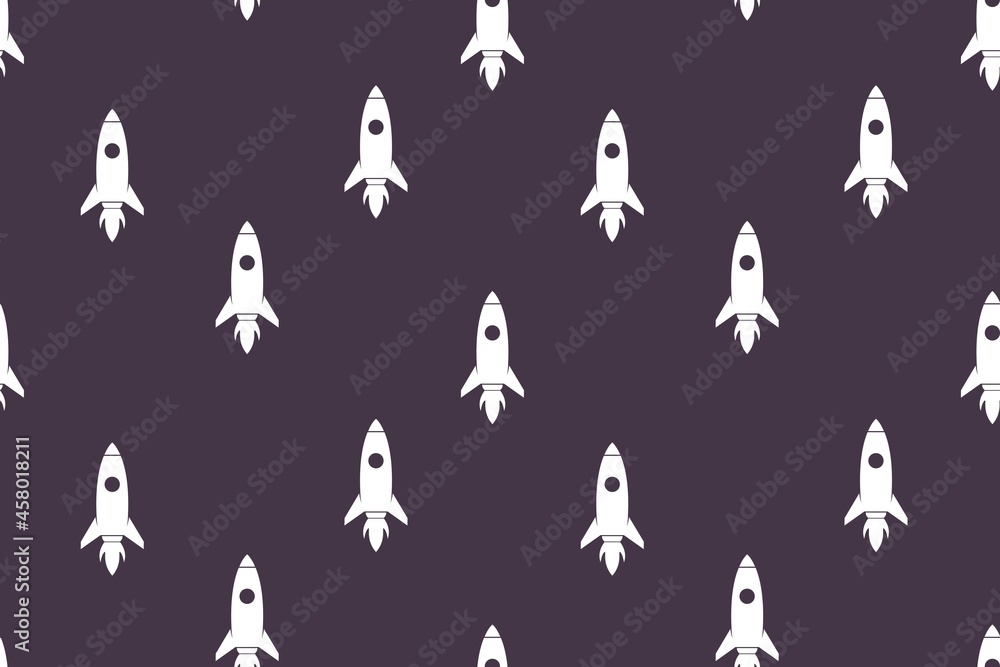 Fototapeta premium Simple Rocket Seamless Pattern Blue Design