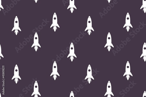 Simple Rocket Seamless Pattern Blue Design