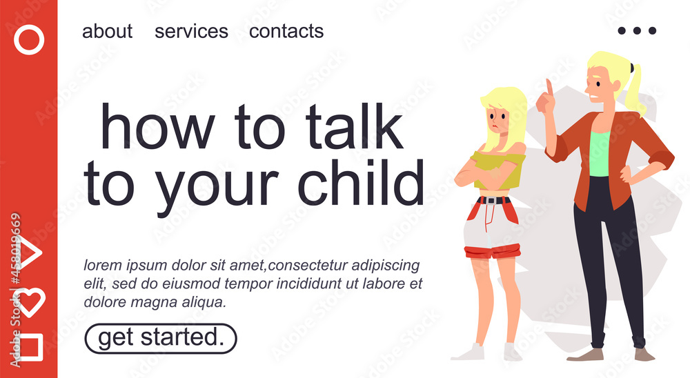 Family therapy and consultation website template flat vector illustration.