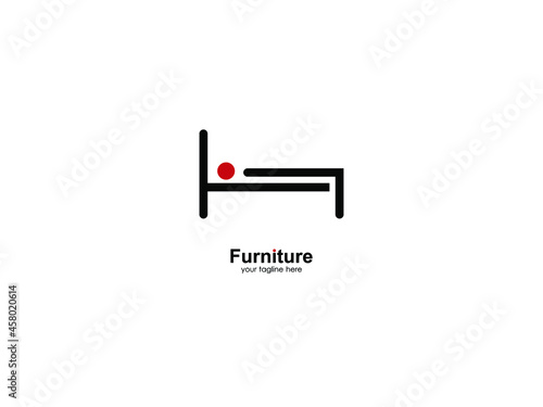 abstract furniture logo with line art. modern templates. for corporate and graphic design. chair, lamp, table, cupboard and bed icon
