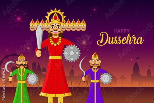 Ravana Dahan, Happy Dussehra, Navratri and Durga Puja festival of India
