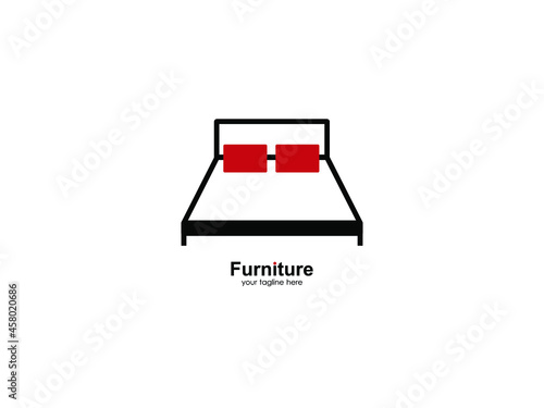 abstract furniture logo with modern template lines. for corporate and graphic design. bed icon.